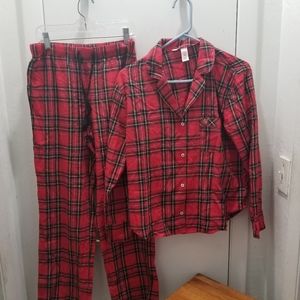Victoria's Secret Plaid Pajamas Pjs Top Bottom
